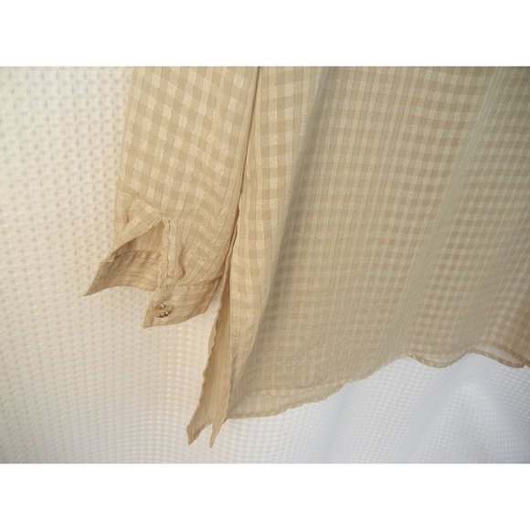 Checked S blouse sheer metallic threads 90's long sleeve polyester Shell Kepler - Picture 6 of 6
